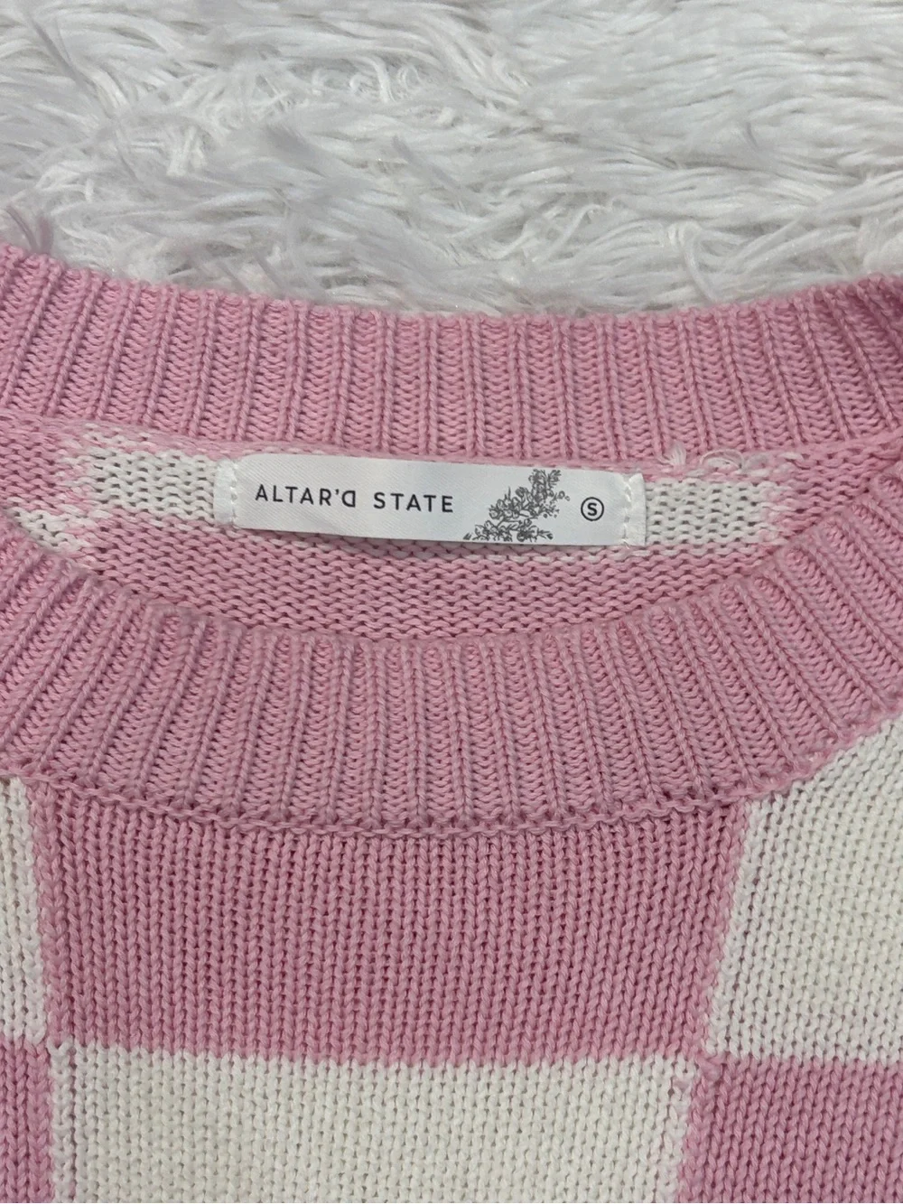 Altard State Checkered Pink Sleeveless Sweater Vest - Picture 3 of 4